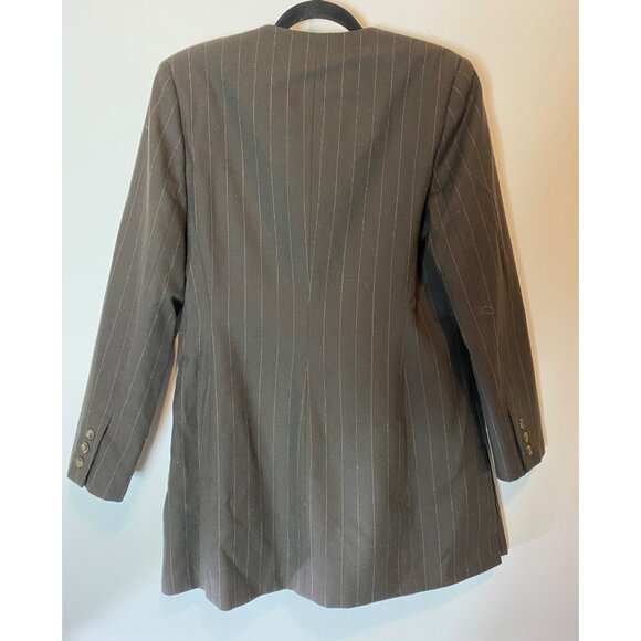 Benard Holtzman Harve Bernard Womens Pinstripe Brown Wool Pantsuit Size 10 - Picture 3 of 16